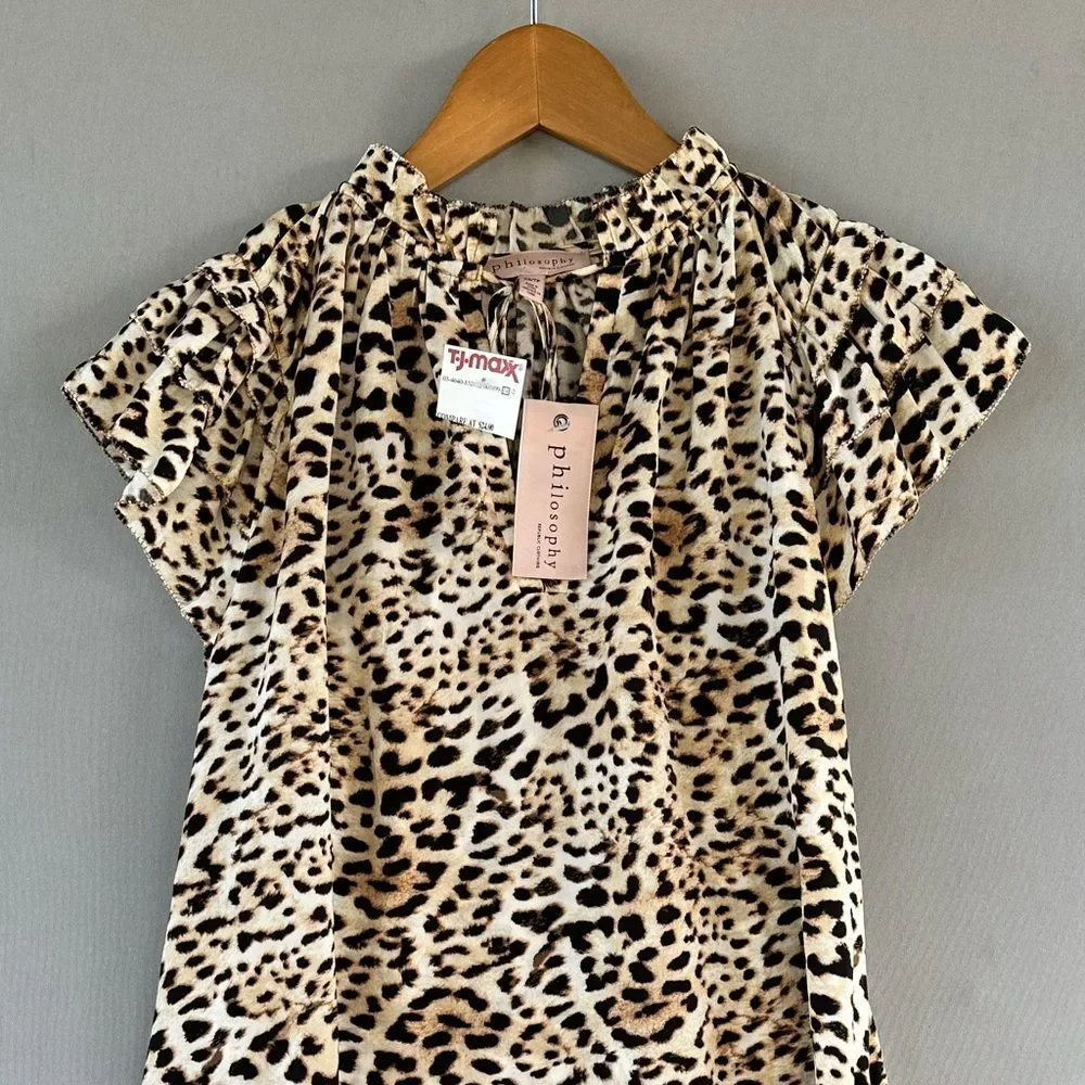 🎉5 for $45🎉 NWT Philosophy top blouse shirt size XS animal print - Picture 2 of 11